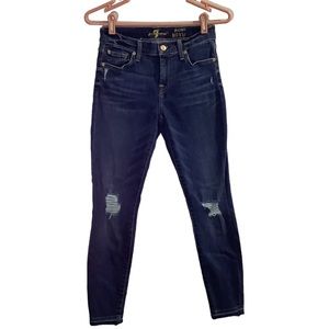 7 for all mankind dark washed distressed skinny jeans size 25